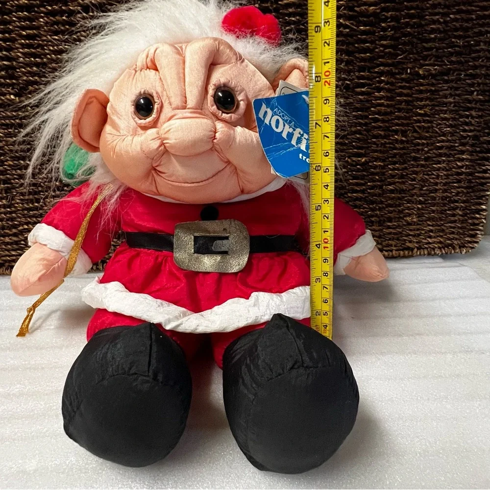 Vintage Norfin ParaCutes Troll Santa Doll with Elf in a Bag Plush Original Tags